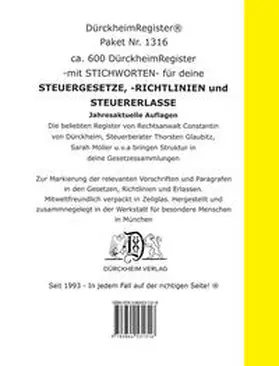 Dürckheim Register Paket 1316. Für Steuerges./Richtlinien | Buch | 978-3-86453-131-6 | sack.de