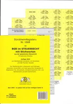 Dürckheim / Glaubitz |  DürckheimRegister® BGB im Steuerrecht 2022 MIT STICHWORTEN | Buch |  Sack Fachmedien