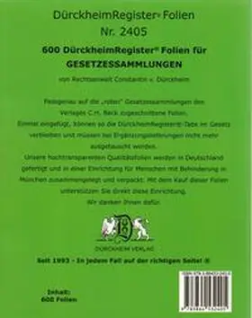 Dürckheim |  600 DürckheimRegister®-FOLIEN für STEUERGESETZE u.a; zum Einheften und Unterteilen der Gesetzessammlungen | Buch |  Sack Fachmedien