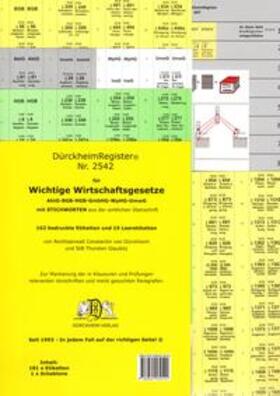 Glaubitz / Dürckheim |  DürckheimRegister® WICHTIGE WIRTSCHAFTSGESETZE (BGB, HGB, GmbHG, AktG, UmwG) MIT Stichworten | Sonstiges |  Sack Fachmedien