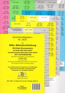 Glaubitz / Möller / Dürckheim |  DürckheimRegister® 2825-BiBu- BilanzSteuerrecht - Wichtige Steuergesetze MIT STICHWORTEN für deine AO-AktG-BGB-EStG-EStDV-HGB-GewStG-GmbHG-KStG-UStG_UStDV | Buch |  Sack Fachmedien