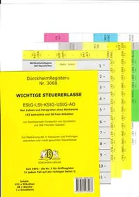 Dürckheim |  DürckheimRegister® STEUERERLASSE Gesetze und §§, OHNE Stichworte | Sonstiges |  Sack Fachmedien
