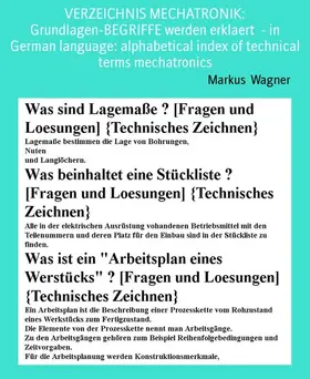Wagner |  VERZEICHNIS MECHATRONIK: Grundlagen-BEGRIFFE werden erklaert  - in German language: alphabetical index of technical terms mechatronics | eBook | Sack Fachmedien