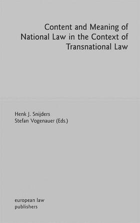 Snijders / Vogenauer | Content and Meaning of National Law in the Context of Transnational Law | E-Book | sack.de