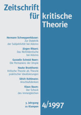 Schweppenhäuser / Bock / Kramer |  Zeitschrift für kritische Theorie / Zeitschrift für kritische Theorie, Heft 4 | Buch |  Sack Fachmedien