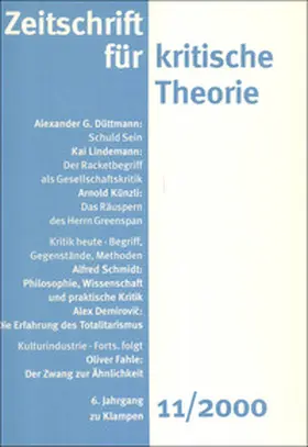 Schweppenhäuser / Bock / Kramer |  Zeitschrift für kritische Theorie / Zeitschrift für kritische Theorie, Heft 11 (2000) | eBook | Sack Fachmedien
