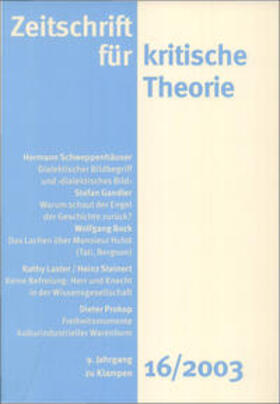 Schweppenhäuser / Bock / Kramer |  Zeitschrift für kritische Theorie / Zeitschrift für kritische Theorie, Heft 16 | eBook | Sack Fachmedien