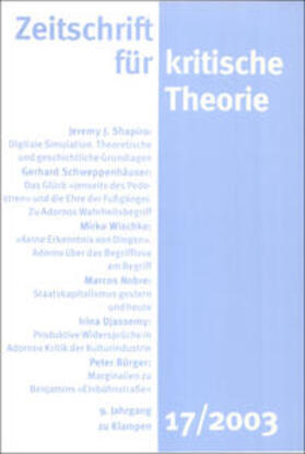 Schweppenhäuser / Bock / Kramer |  Zeitschrift für kritische Theorie / Zeitschrift für kritische Theorie, Heft 17 | eBook | Sack Fachmedien