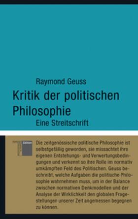 Geuss |  Kritik der politischen Philosophie | Buch |  Sack Fachmedien