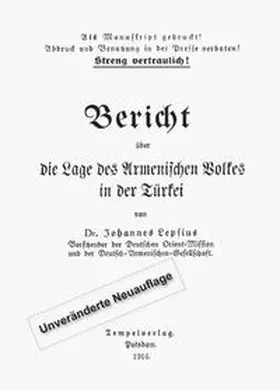 Lepsius |  Bericht über die Lage des Armenischen Volkes in der Türkei | Buch |  Sack Fachmedien