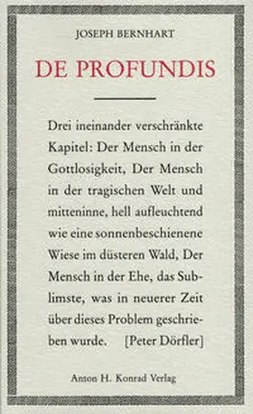 Bernhart |  De profundis | Buch |  Sack Fachmedien