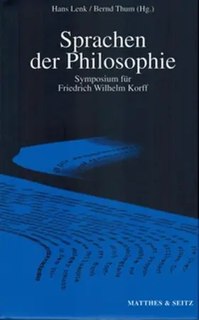 Lenk / Thum |  Sprachen der Philosophie | Buch |  Sack Fachmedien