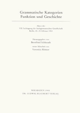 Schlerath |  Grammatische Kategorie – Funktion und Geschichte | Buch |  Sack Fachmedien