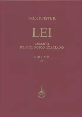 Pfister |  Lessico Etimologico Italiano. Band 4 (IV) | Buch |  Sack Fachmedien