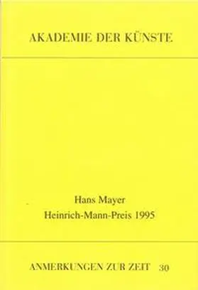 Akademie der Künste, Berlin |  Hans Mayer | Buch |  Sack Fachmedien