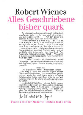 Wienes |  Alles Geschriebene bisher quark | Buch |  Sack Fachmedien