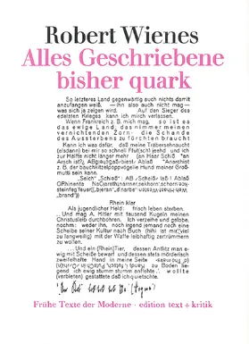 Wienes |  Alles Geschriebene bisher quark | Buch |  Sack Fachmedien