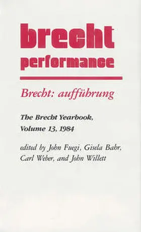 Fuegi / Bahr / Weber |  Brecht: aufführung | Buch |  Sack Fachmedien