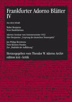  Frankfurter Adorno Blätter IV | Buch |  Sack Fachmedien