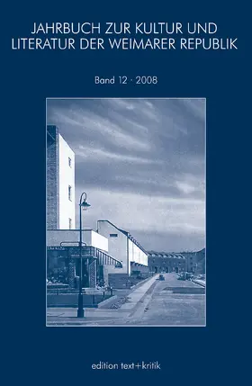  JAHRBUCH ZUR KULTUR UND LITERATUR DER WEIMARER REPUBLIK | Buch |  Sack Fachmedien