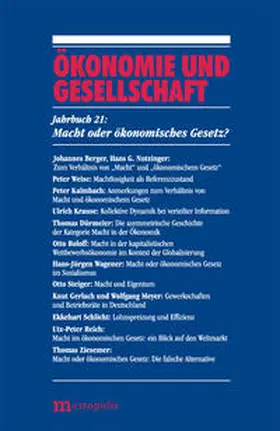 Berger / Nutzinger |  Ökonomie und Gesellschaft / Macht oder ökonomisches Gesetz ? | Buch |  Sack Fachmedien