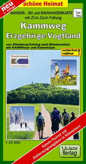 Verlag Dr. Barthel |  Wander-, Ski- und Radwanderkarte Kammweg Erzgebirge-Vogtland 1:35 000 | Sonstiges |  Sack Fachmedien