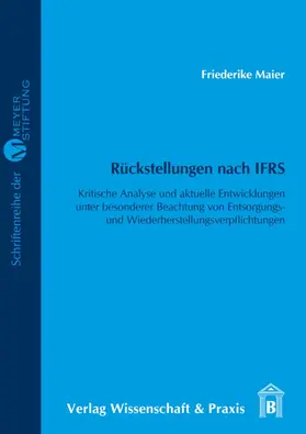 Maier |  Rückstellungen nach IFRS. | Buch |  Sack Fachmedien