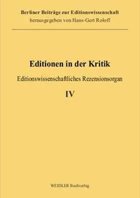 Roloff |  Editionen in der Kritik 4 | Buch |  Sack Fachmedien