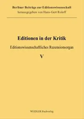 Roloff |  Editionen in der Kritik 5 | Buch |  Sack Fachmedien