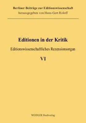 Noe | Editionen in der Kritik 6 | Buch | 978-3-89693-608-0 | sack.de