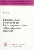 Rieden |  Ertragsteuerliche Behandlung der Personengesellschaften in Deutschland und Österreich | Buch |  Sack Fachmedien