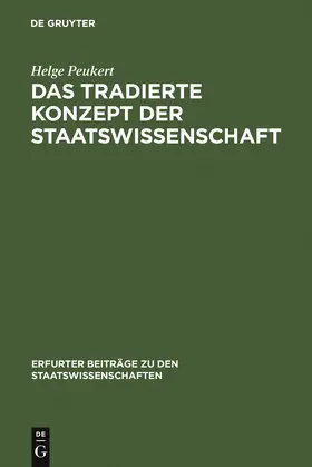 Peukert |  Das tradierte Konzept der Staatswissenschaft | Buch |  Sack Fachmedien