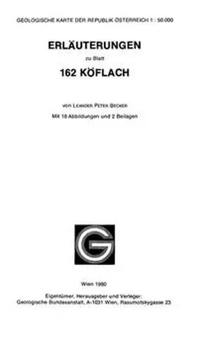 Becker |  Erläuterungen zu Blatt 162 Köflach | Buch |  Sack Fachmedien