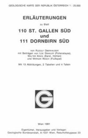 Oberhauser |  Erläuterungen zu Blatt 110 St. Gallen Süd und 111 Dornbirn Süd | Buch |  Sack Fachmedien