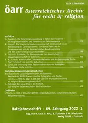 Kalb / Potz / Schinkele |  Österreichisches Archiv für Recht und Religion | Buch |  Sack Fachmedien