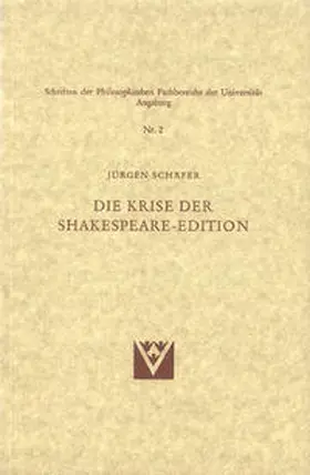 Schäfer |  Die Krise der Shakespeare-Edition | Buch |  Sack Fachmedien