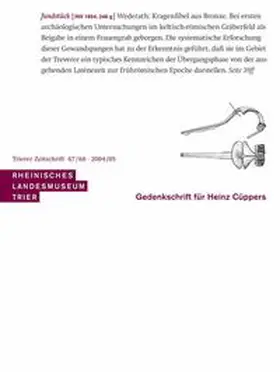 Rheinisches Landesmuseum Trier |  Gedenkschrift für Heinz Cüppers | Buch |  Sack Fachmedien
