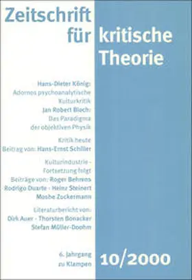 Schweppenhäuser / Bock / Kramer |  Zeitschrift für kritische Theorie / Zeitschrift für kritische Theorie, Heft 10 | Buch |  Sack Fachmedien