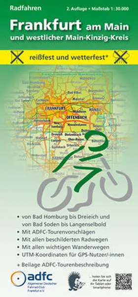 Messer / MeKi Landkarten GmbH |  Frankfurt am Main und westlicher Main-Kinzig-Kreis. Radfahren 1 : 30 000 | Sonstiges |  Sack Fachmedien