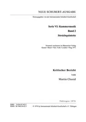Chusid |  Neue Schubert-Ausgabe. Kritische Berichte / Kammermusik / Streichquintette | Buch |  Sack Fachmedien
