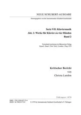 Landon |  Neue Schubert-Ausgabe. Kritische Berichte / Werke für Klavier zu vier Händen II | Buch |  Sack Fachmedien