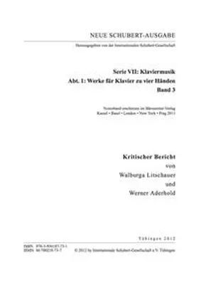 Litschauer / Aderhold |  Neue Schubert-Ausgabe. Kritische Berichte / Werke für Klavier zu vier Händen III | Buch |  Sack Fachmedien