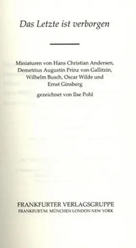 Pohl |  Miniaturen / Das Letzte ist verborgen | Buch |  Sack Fachmedien