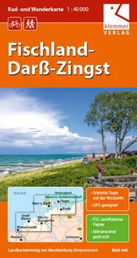 Klemmer |  Rad- und Wanderkarte Fischland-Darß-Zingst 1 : 40 000 | Sonstiges |  Sack Fachmedien
