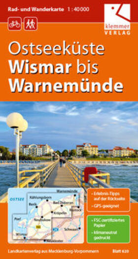 Kuhlmann / Klemmer / Wachter | Rad- und Wanderkarte Ostseeküste Wismar bis Warnemünde 1 : 40 000 | Sonstiges | 978-3-940175-14-4 | sack.de