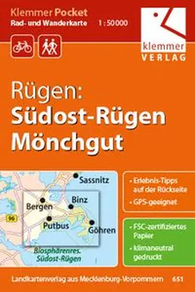 Klemmer |  Rügen: Südost-Rügen, Mönchgut 1 : 50 000 Rad- und Wanderkarte | Sonstiges |  Sack Fachmedien