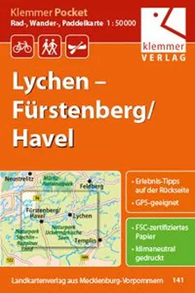 Klemmer |  Klemmer Pocket Rad-, Wander- und Paddelkarte Lychen - Fürstenberg/Havel 1 : 50 000 | Sonstiges |  Sack Fachmedien