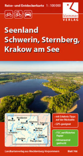 Klemmer | Reise- und Entdeckerkarte Seenland Schwerin, Sternberg, Krakow am See | Sonstiges | 978-3-940175-51-9 | sack.de