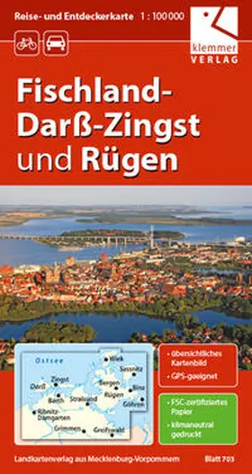 Klemmer |  Reise- und Entdeckerkarte Fischland-Darß-Zingst und Rügen 1:100.000 | Sonstiges |  Sack Fachmedien