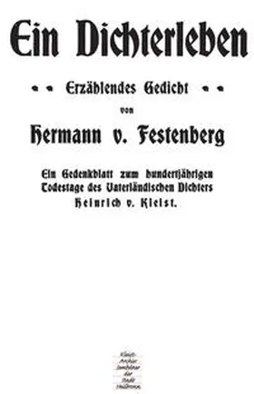 Festenberg |  Ein Dichterleben | Buch |  Sack Fachmedien